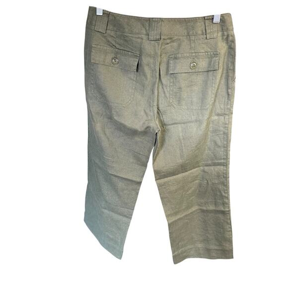 Eddie Bauer Pants Linen Green Women's 8 Cropped Wide Leg Fishingcore Granolagirl - Picture 3 of 10